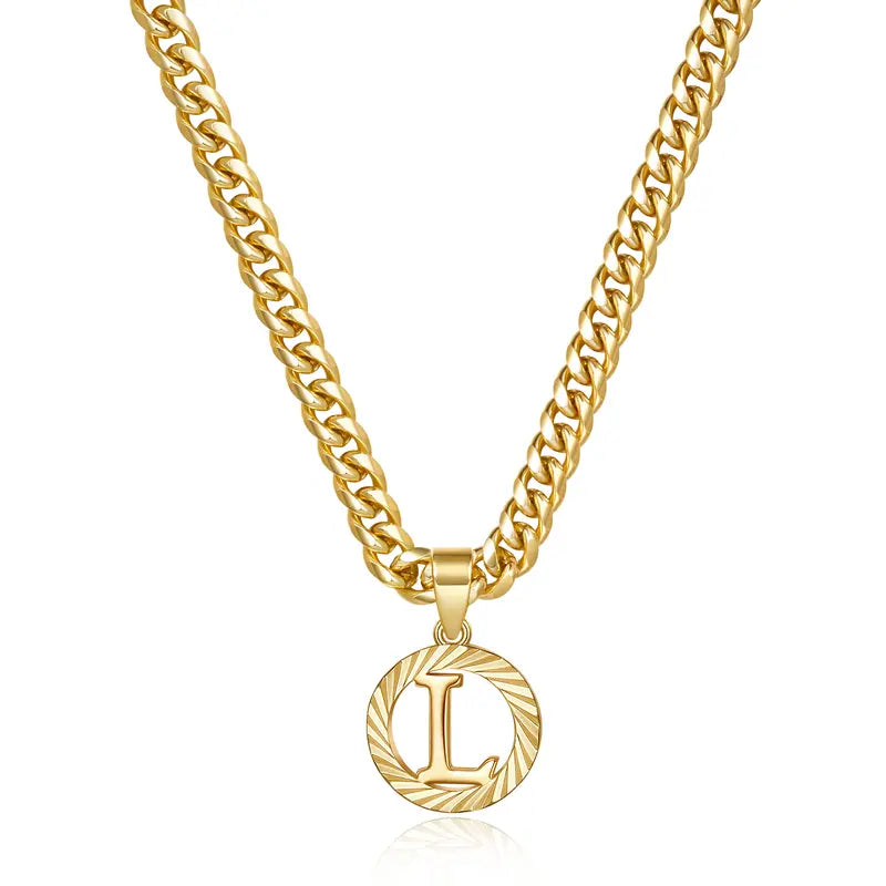 14K Gold Plated Unisex Alphabet Pendant Initial Necklace