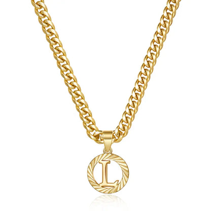 14K Gold Plated Unisex Alphabet Pendant Initial Necklace