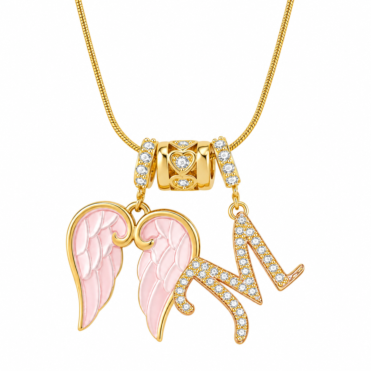 Angel Wing Initial Necklace
