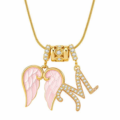 Angel Wing Initial Necklace