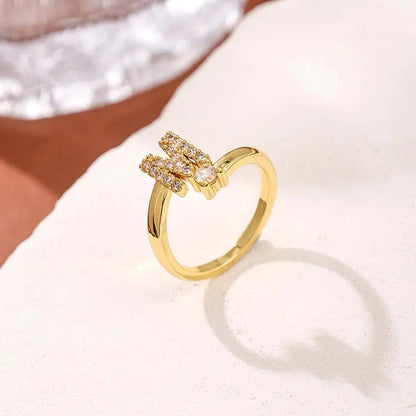 Adjustable Initial Ring – Zircon 26-Letter Band