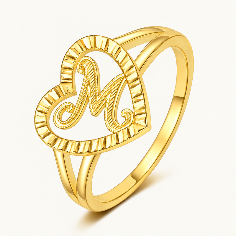 Personalized Heart Initial Ring