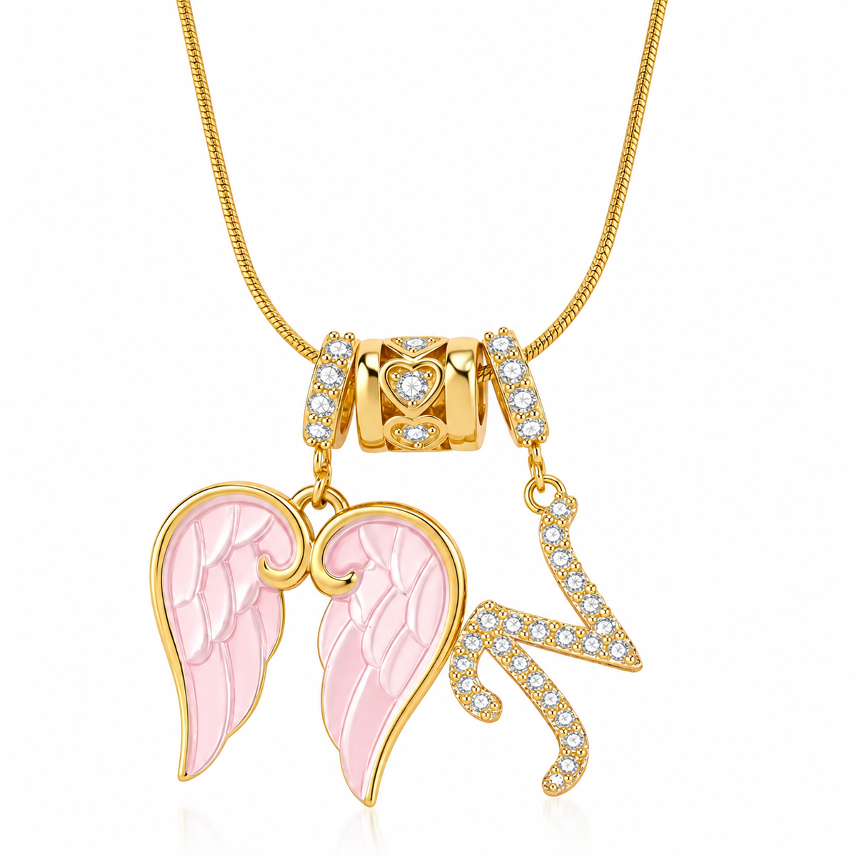 Angel Wing Initial Necklace