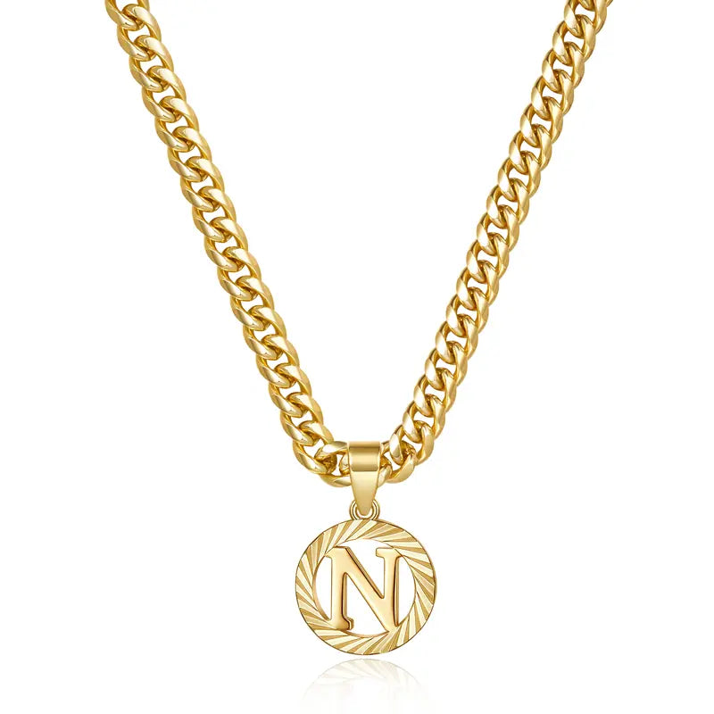 14K Gold Plated Unisex Alphabet Pendant Initial Necklace