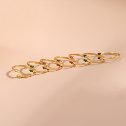 14K Gold Plated Adjustable Emerald Birthstone Ring｜Personalized Double Birthstone Ring