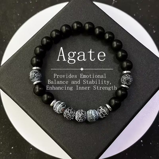 Strength in Stillness Black Agate Bracelet