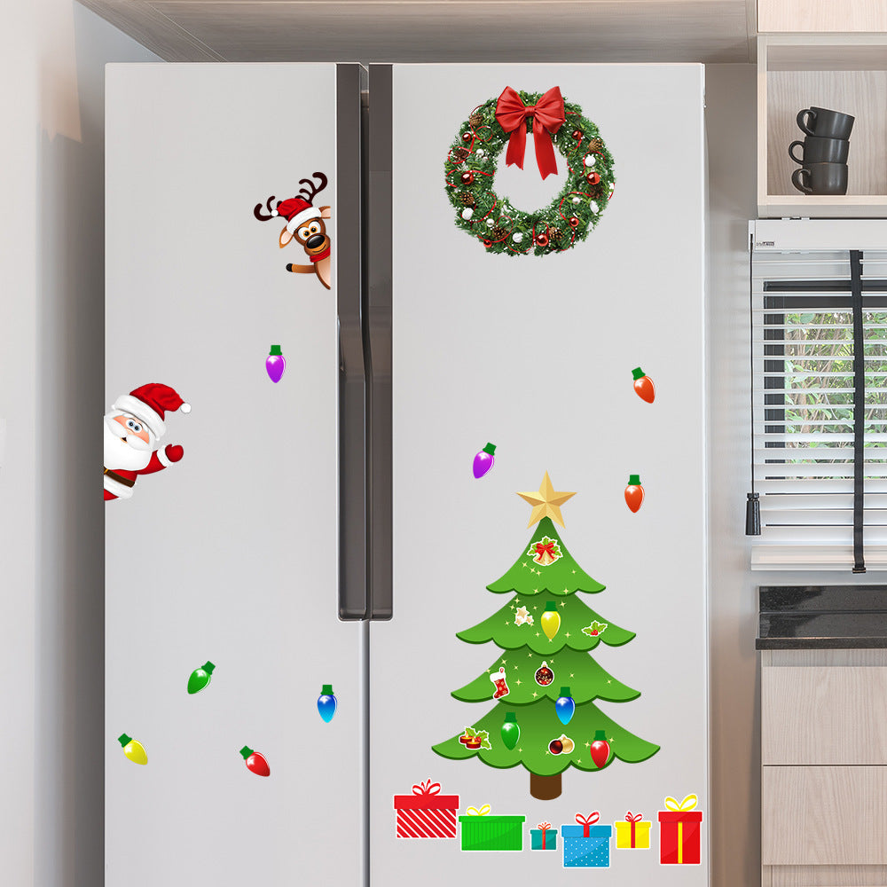 Christmas Refrigerator Magnets, DIY Fridge Santa Reindeer Snowman for Fridge Garage Kitchen Metal Door Christmas Decoration
