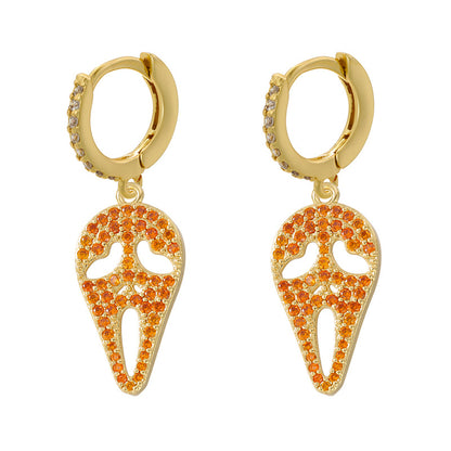 14k Gold Plated Skull Huggie Hoop Earrings, Halloween Party Fashion Costume Jewelry