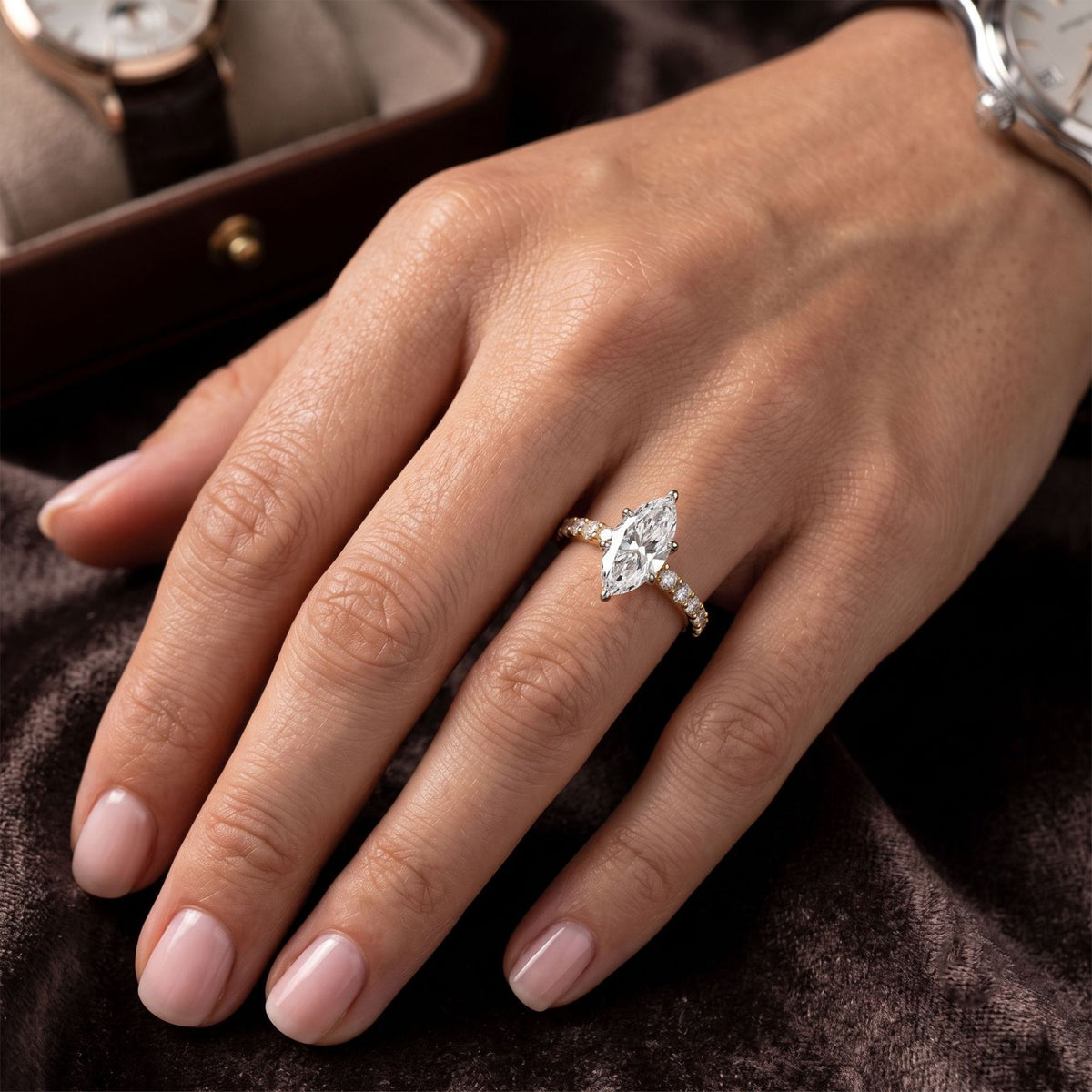 3.5ct Marquise Cut 14K Gold Plated Engagement Ring