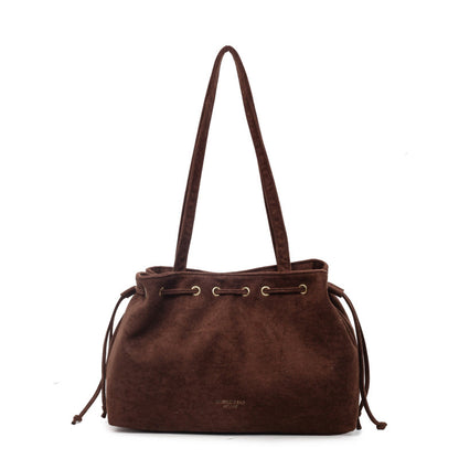 Women’s Retro Drawstring Large-Capacity Tote Bag