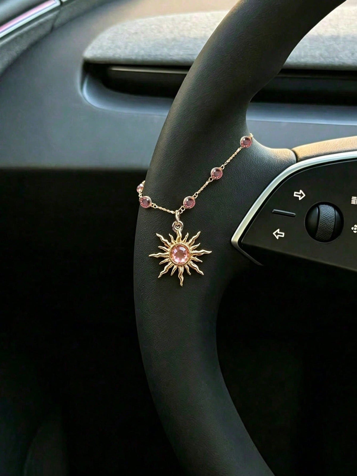 Faith-Inspired Crystal Cross Car Steering Wheel Charm