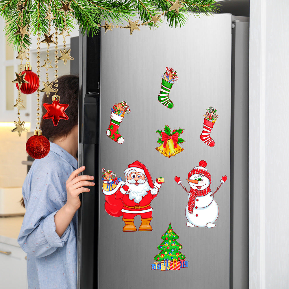 Christmas Refrigerator Magnets, DIY Fridge Santa Reindeer Snowman for Fridge Garage Kitchen Metal Door Christmas Decoration