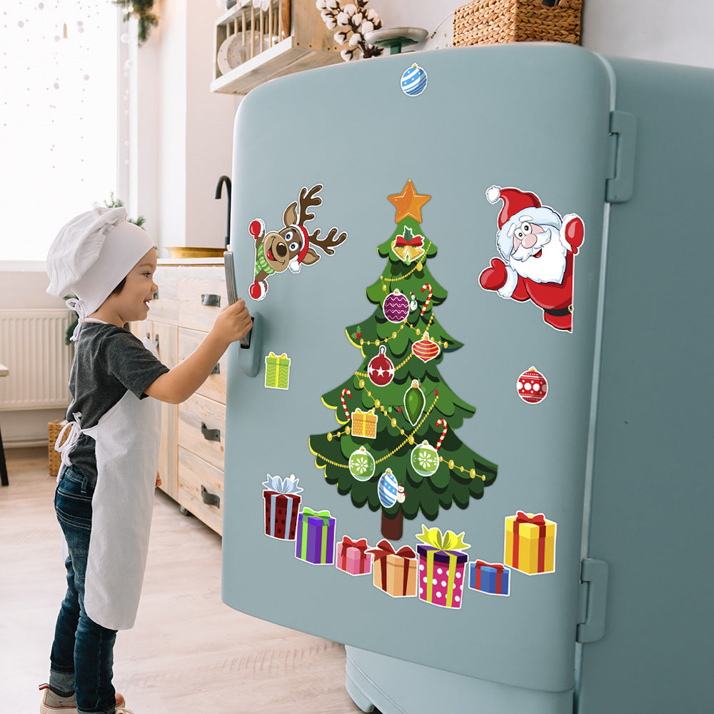 Christmas Refrigerator Magnets, DIY Fridge Santa Reindeer Snowman for Fridge Garage Kitchen Metal Door Christmas Decoration