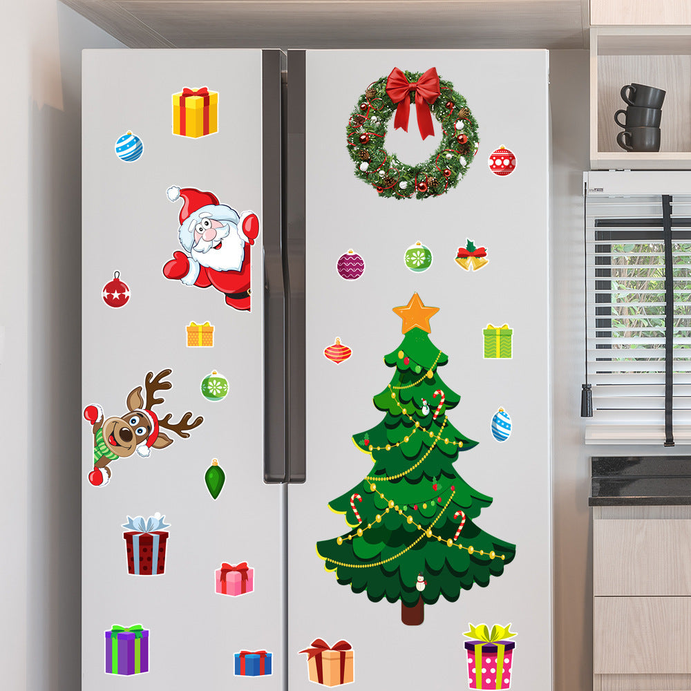 Christmas Refrigerator Magnets, DIY Fridge Santa Reindeer Snowman for Fridge Garage Kitchen Metal Door Christmas Decoration