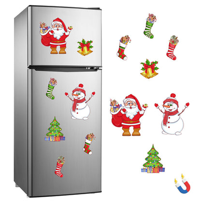 Christmas Refrigerator Magnets, DIY Fridge Santa Reindeer Snowman for Fridge Garage Kitchen Metal Door Christmas Decoration
