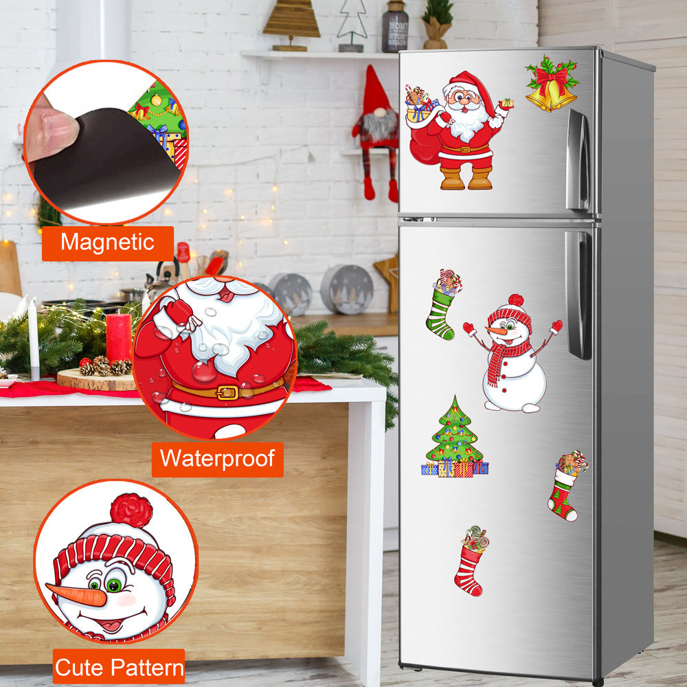 Christmas Refrigerator Magnets, DIY Fridge Santa Reindeer Snowman for Fridge Garage Kitchen Metal Door Christmas Decoration