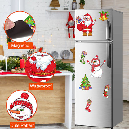 Christmas Refrigerator Magnets, DIY Fridge Santa Reindeer Snowman for Fridge Garage Kitchen Metal Door Christmas Decoration