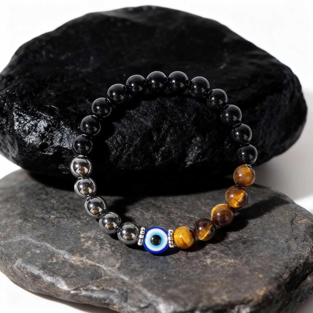 Warm Horizon Tiger Eye & Evil Eye Bracelet