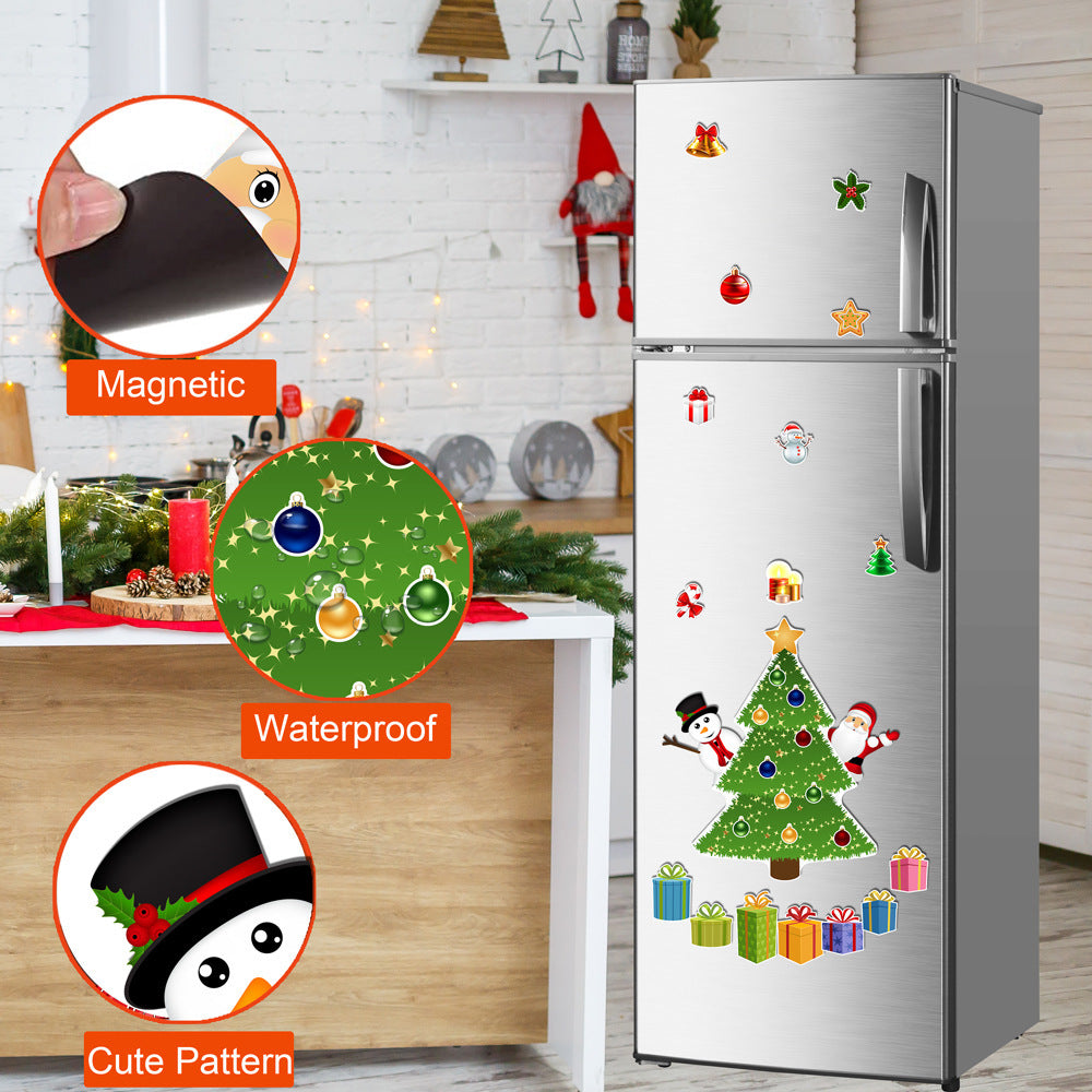 Christmas Refrigerator Magnets, DIY Fridge Santa Reindeer Snowman for Fridge Garage Kitchen Metal Door Christmas Decoration