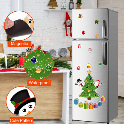 Christmas Refrigerator Magnets, DIY Fridge Santa Reindeer Snowman for Fridge Garage Kitchen Metal Door Christmas Decoration