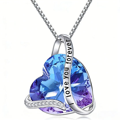 Silver Heart Birthstone Pendant Necklace
