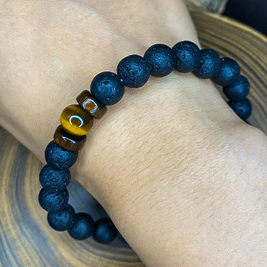 Quiet Ambition Tiger Eye & Lava Stone Bracelet