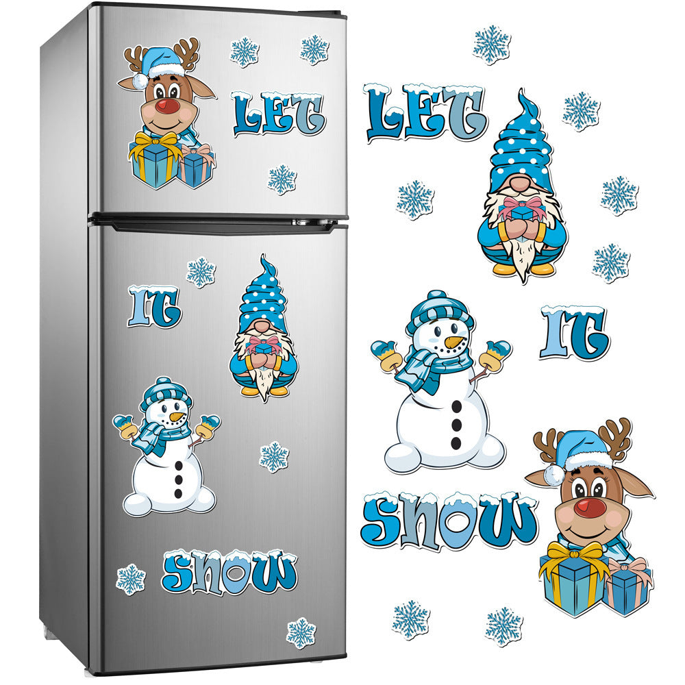Christmas Refrigerator Magnets, DIY Fridge Santa Reindeer Snowman for Fridge Garage Kitchen Metal Door Christmas Decoration