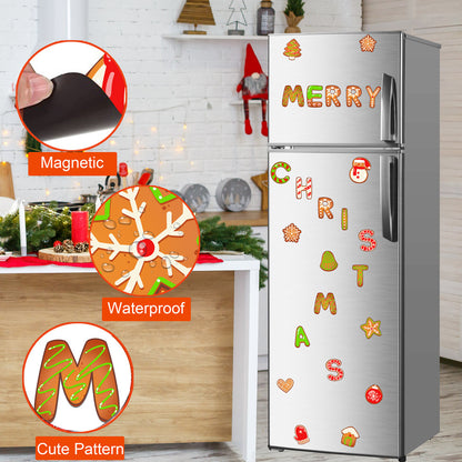 Christmas Refrigerator Magnets, DIY Fridge Santa Reindeer Snowman for Fridge Garage Kitchen Metal Door Christmas Decoration