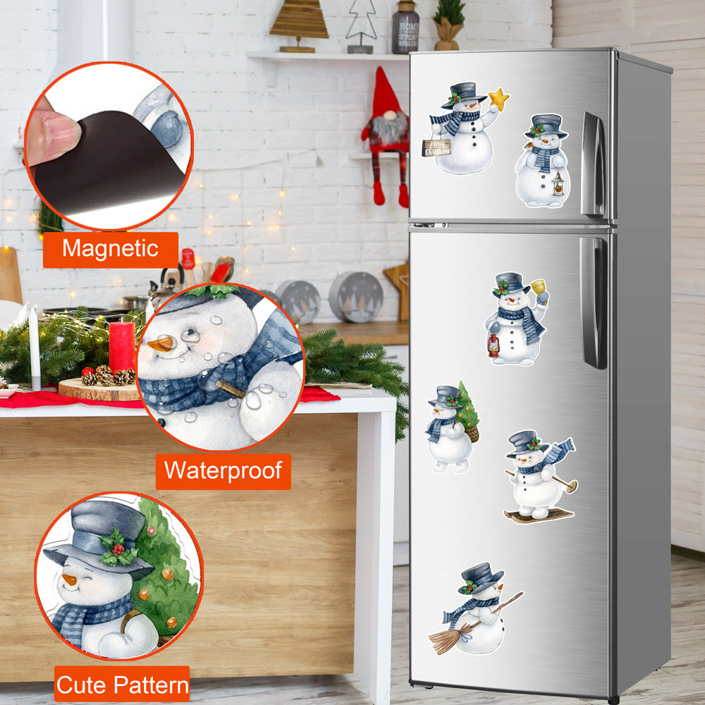 Christmas Refrigerator Magnets, DIY Fridge Santa Reindeer Snowman for Fridge Garage Kitchen Metal Door Christmas Decoration