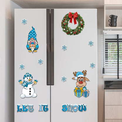 Christmas Refrigerator Magnets, DIY Fridge Santa Reindeer Snowman for Fridge Garage Kitchen Metal Door Christmas Decoration