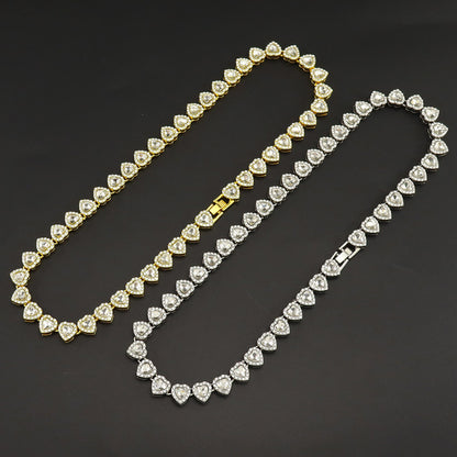 2pcs Heart-Shaped Cuban Chain Necklace Set