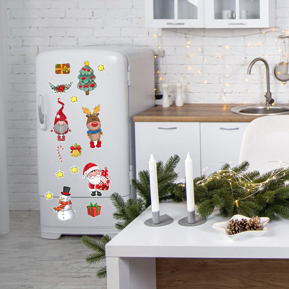 Christmas Refrigerator Magnets, DIY Fridge Santa Reindeer Snowman for Fridge Garage Kitchen Metal Door Christmas Decoration