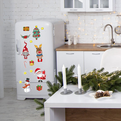 Christmas Refrigerator Magnets, DIY Fridge Santa Reindeer Snowman for Fridge Garage Kitchen Metal Door Christmas Decoration