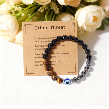 Warm Horizon Tiger Eye & Evil Eye Bracelet