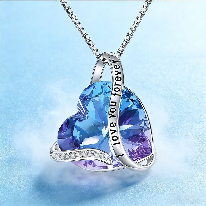 Silver Heart Birthstone Pendant Necklace