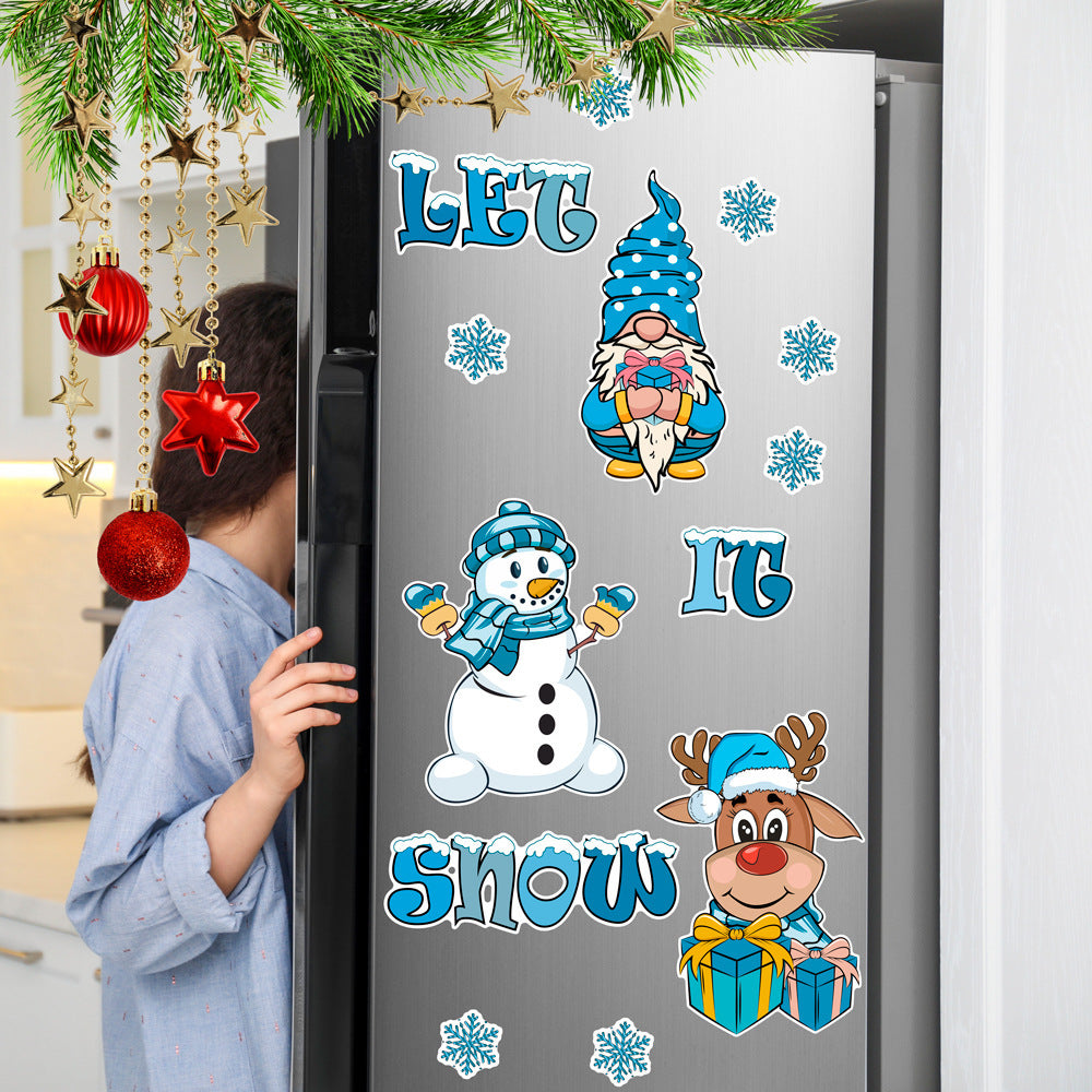 Christmas Refrigerator Magnets, DIY Fridge Santa Reindeer Snowman for Fridge Garage Kitchen Metal Door Christmas Decoration