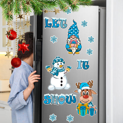 Christmas Refrigerator Magnets, DIY Fridge Santa Reindeer Snowman for Fridge Garage Kitchen Metal Door Christmas Decoration