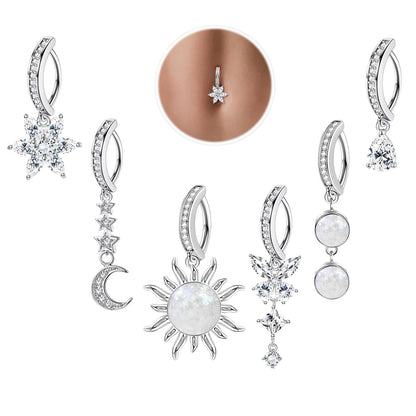 Rhinestone Butterfly & Flower Belly Ring