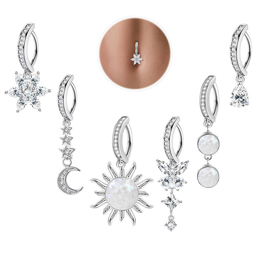 Rhinestone Butterfly & Flower Belly Ring
