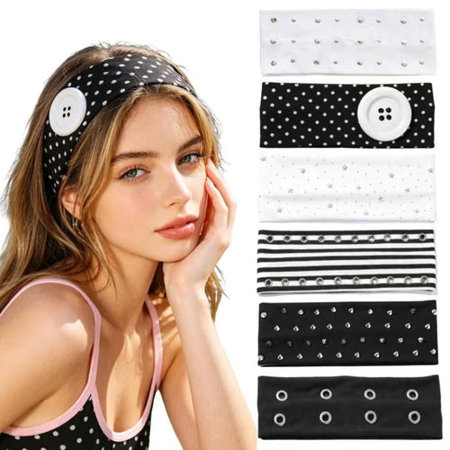 5-Pack Punk Rivet Headbands
