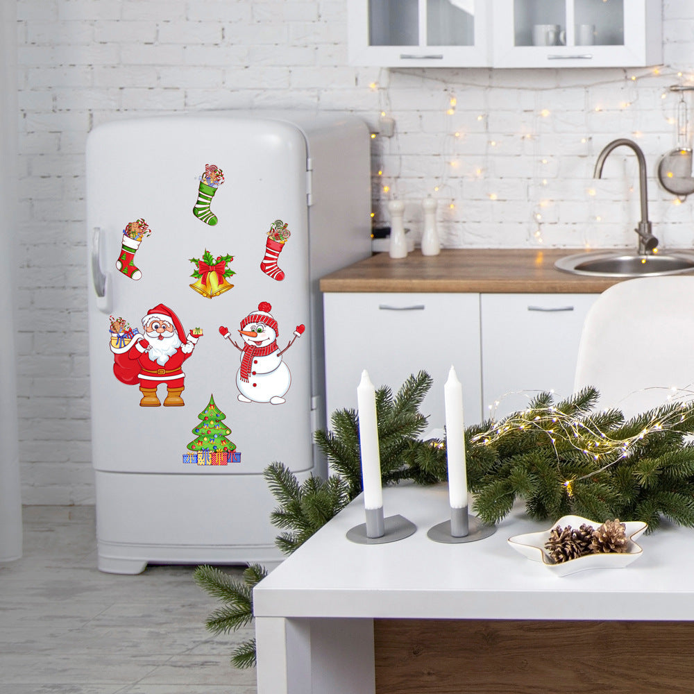 Christmas Refrigerator Magnets, DIY Fridge Santa Reindeer Snowman for Fridge Garage Kitchen Metal Door Christmas Decoration