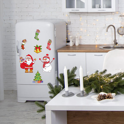 Christmas Refrigerator Magnets, DIY Fridge Santa Reindeer Snowman for Fridge Garage Kitchen Metal Door Christmas Decoration