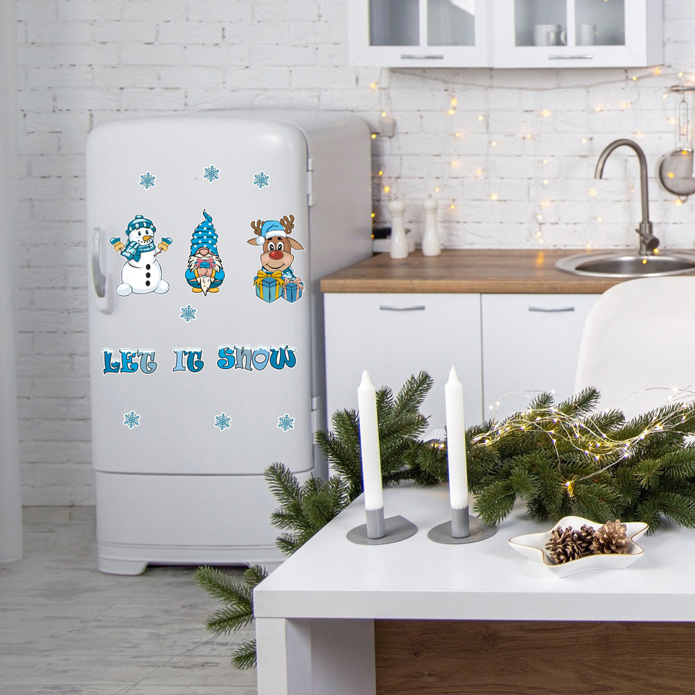 Christmas Refrigerator Magnets, DIY Fridge Santa Reindeer Snowman for Fridge Garage Kitchen Metal Door Christmas Decoration