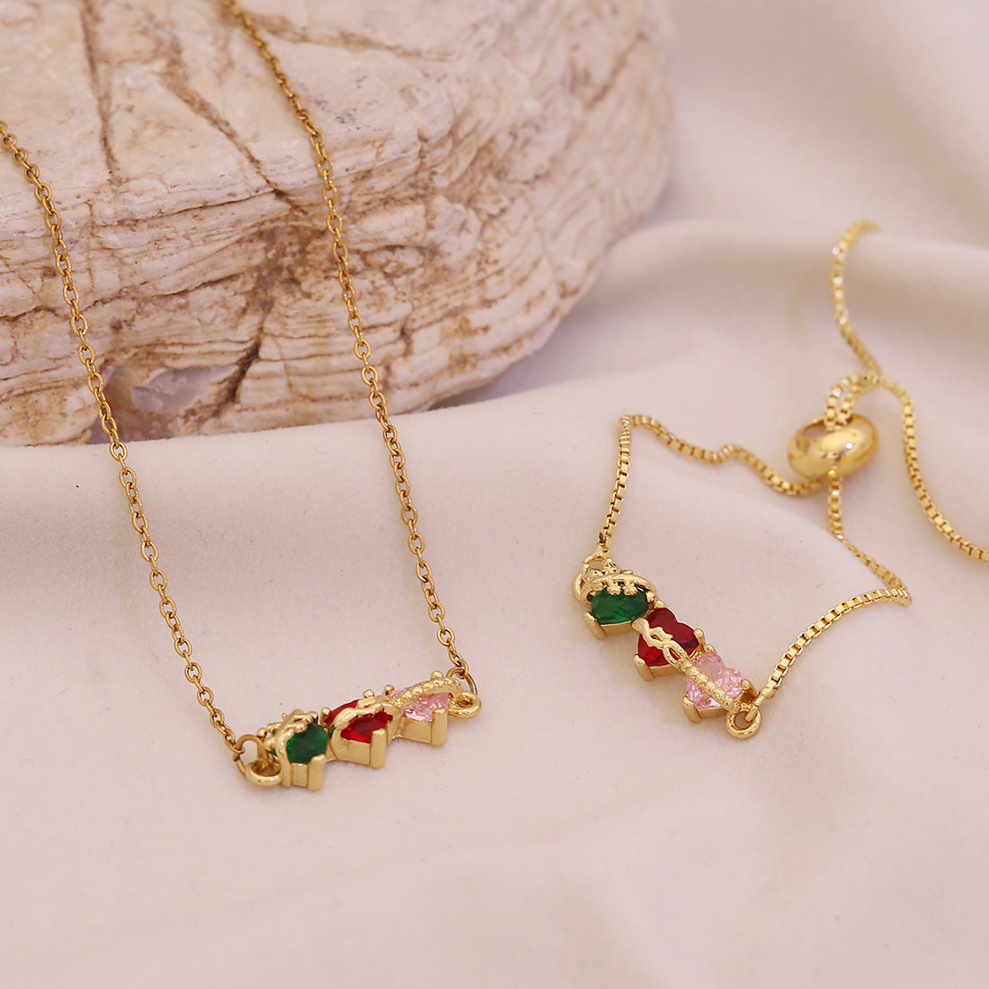 Three Sacred Hearts Necklace & Bracelet