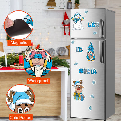 Christmas Refrigerator Magnets, DIY Fridge Santa Reindeer Snowman for Fridge Garage Kitchen Metal Door Christmas Decoration