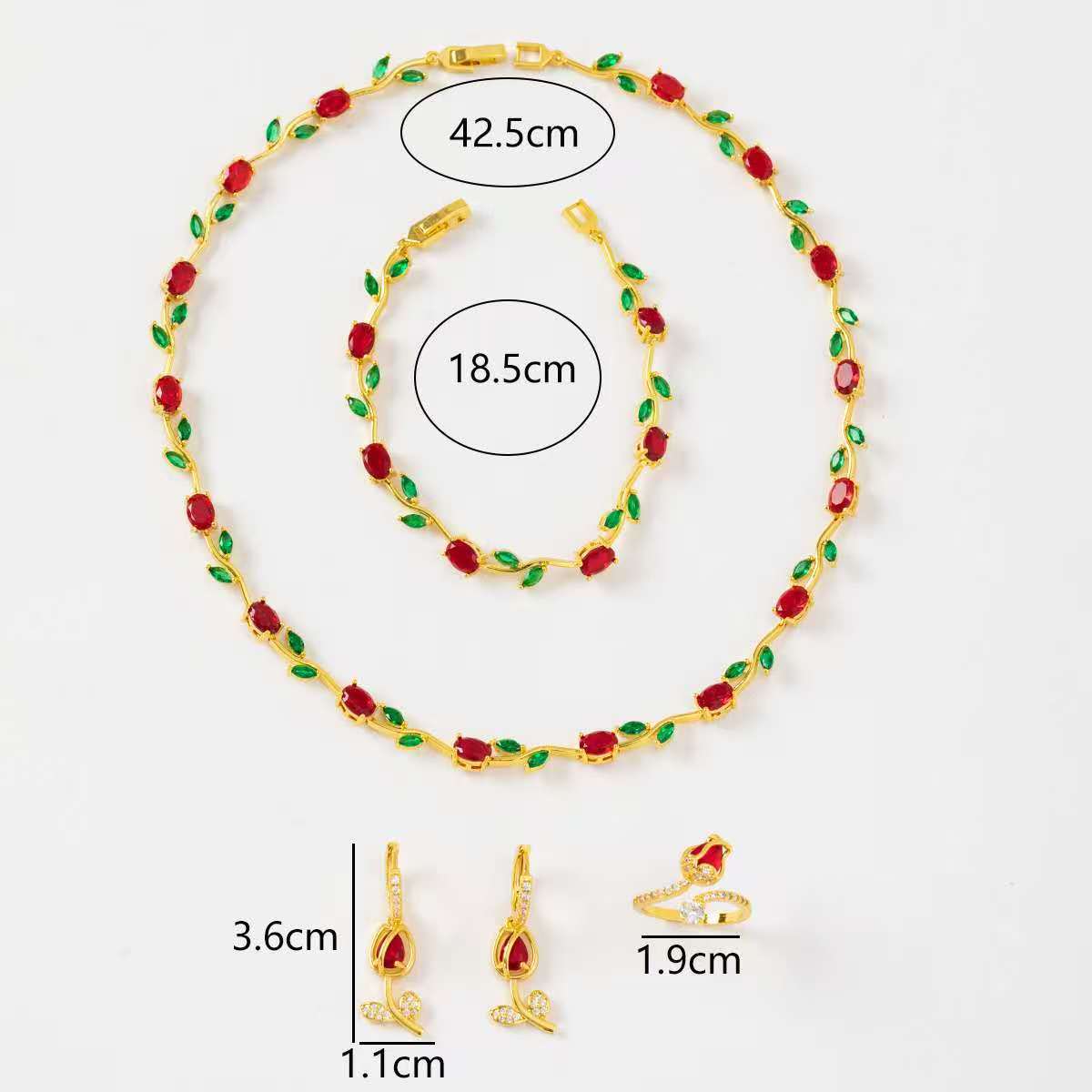 🎄 Christmas Gift Pick 🌷 Crystal-Embellished Leaf & Tulip Jewelry Set – Elegant Floral Design ✨