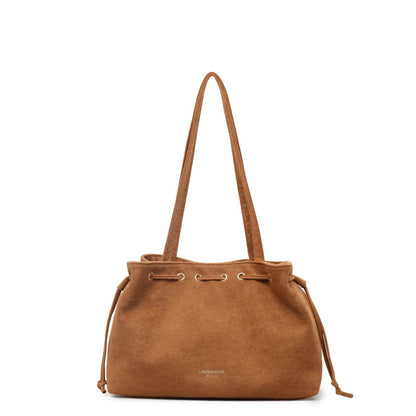 Women’s Retro Drawstring Large-Capacity Tote Bag
