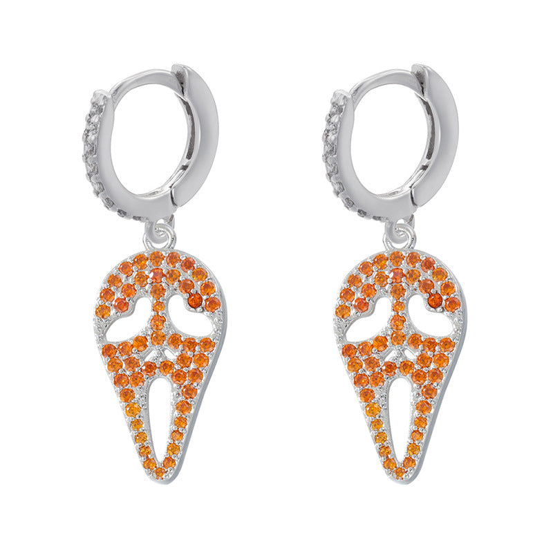 14k Gold Plated Skull Huggie Hoop Earrings, Halloween Party Fashion Costume Jewelry