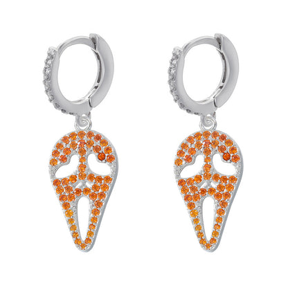 14k Gold Plated Skull Huggie Hoop Earrings, Halloween Party Fashion Costume Jewelry