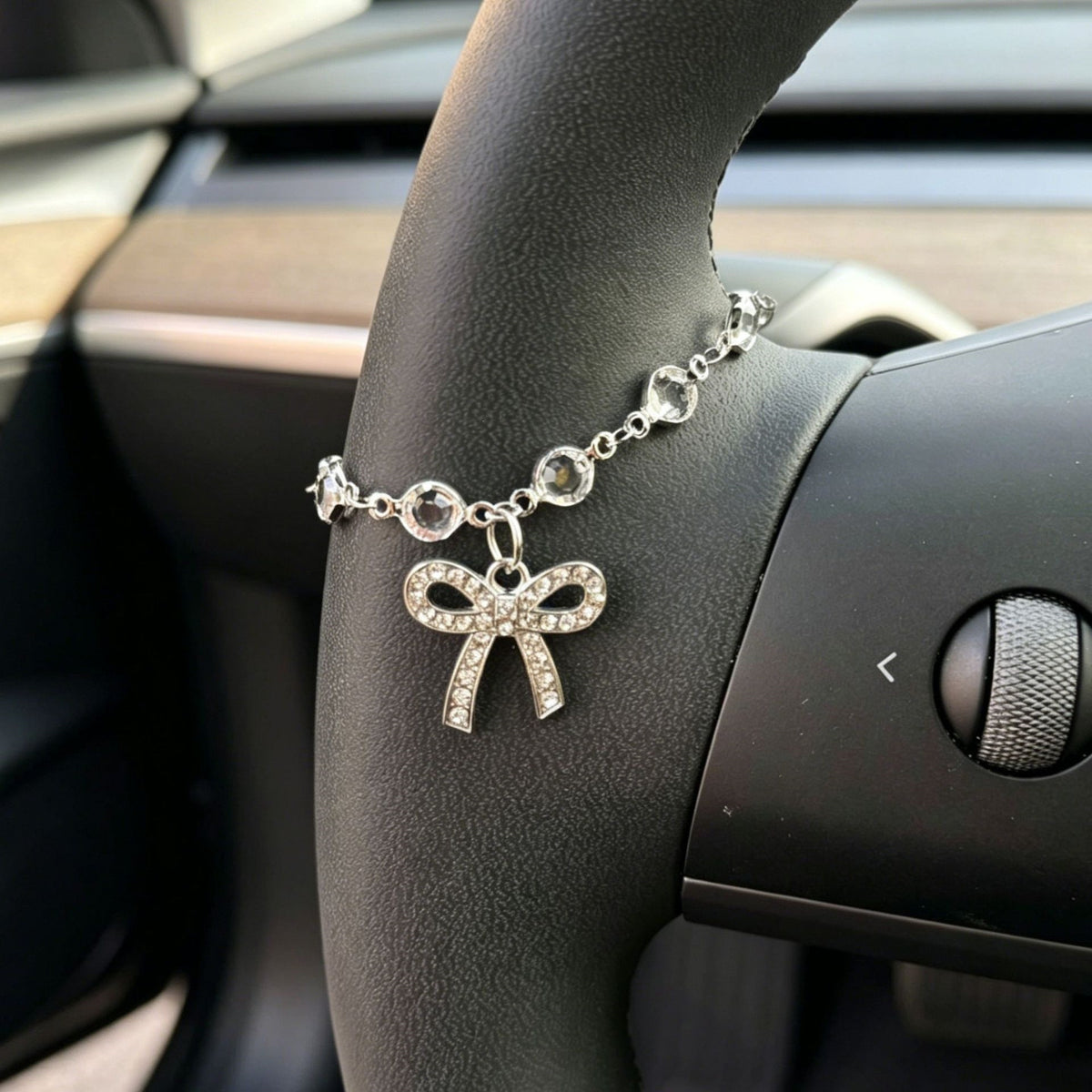 Faith-Inspired Crystal Cross Car Steering Wheel Charm